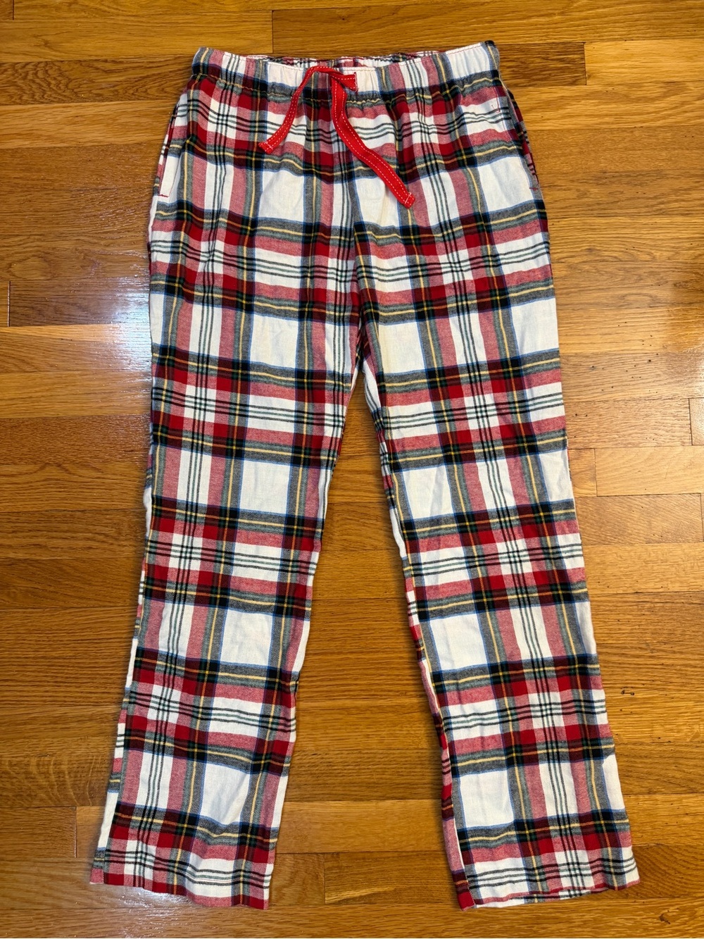 Old Navy Cotton Flannel Pajama Lounge Pants White Red Tartan Plaid - Size Small